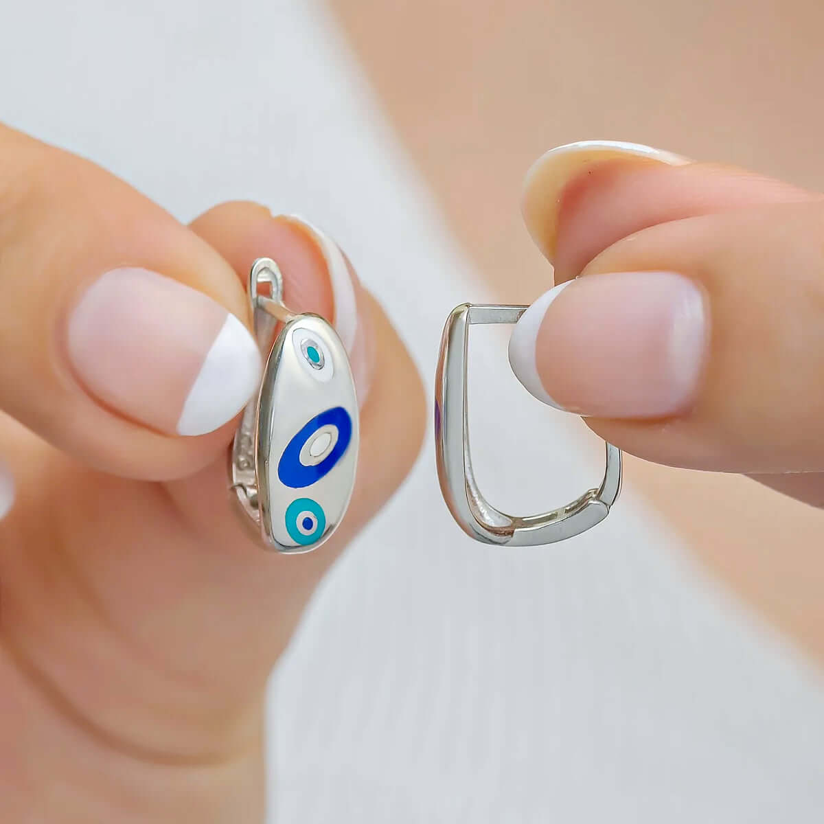 Evil Eye Pattern Handcrafted Earrings in 925 Sterling Silver