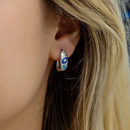 Evil Eye Pattern Handcrafted Earrings in 925 Sterling Silver