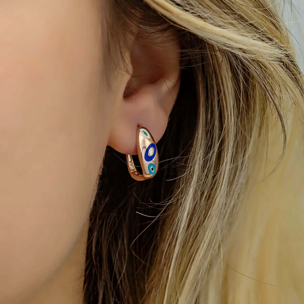 Evil Eye Pattern Handcrafted Earrings in 925 Sterling Silver