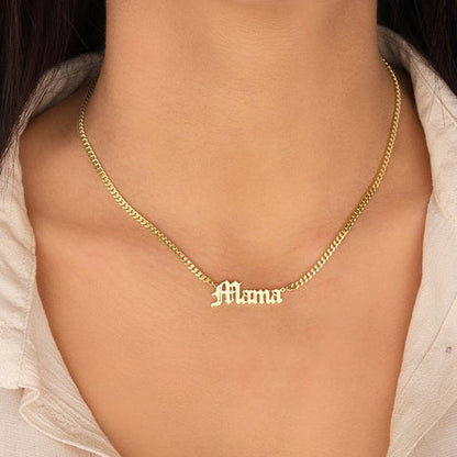 Gothic Name Necklace Mother's Gift Gold Jewelry