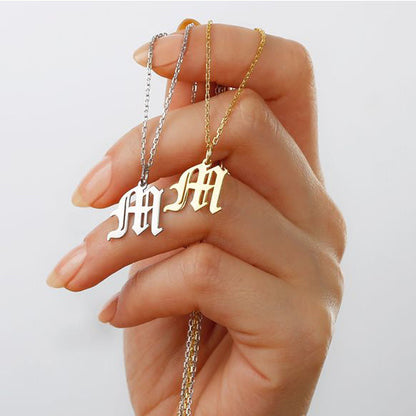 Old English Initial Necklace Personalized Charm