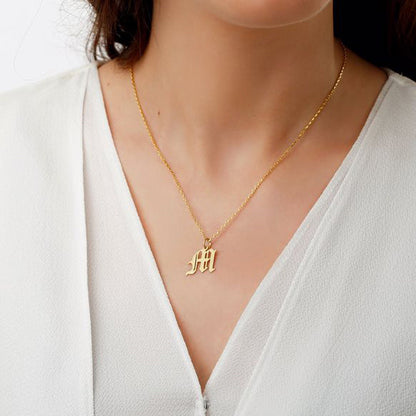 Old English Initial Necklace Personalized Charm