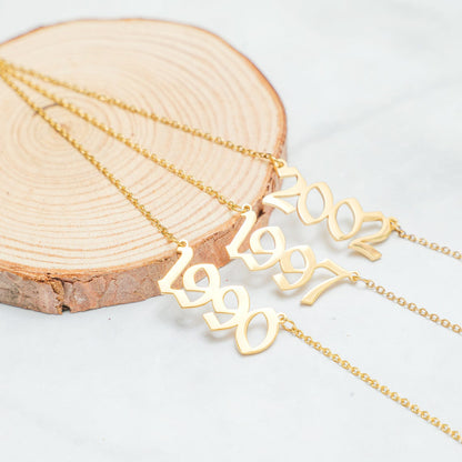Year Necklace 925 Silver Custom Number Pendant