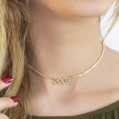 Custom Year 925 Silver Necklace Bestie Birthday Gift