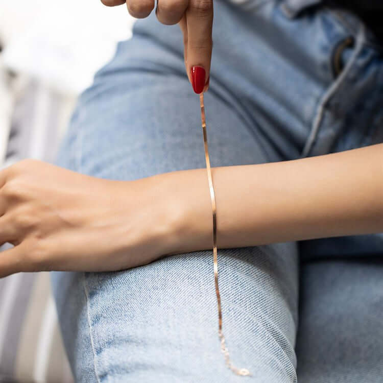 Flat Snake Chain Bracelet 925 Silver Jewelry