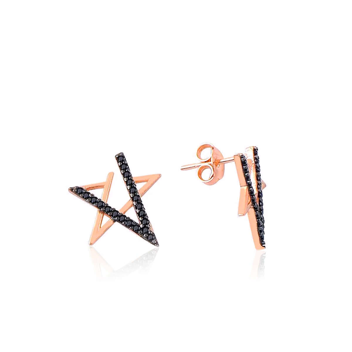 Black Zirconia Rose Gold Plated Earrings Chic and Sophisticated Jewelry Accessory