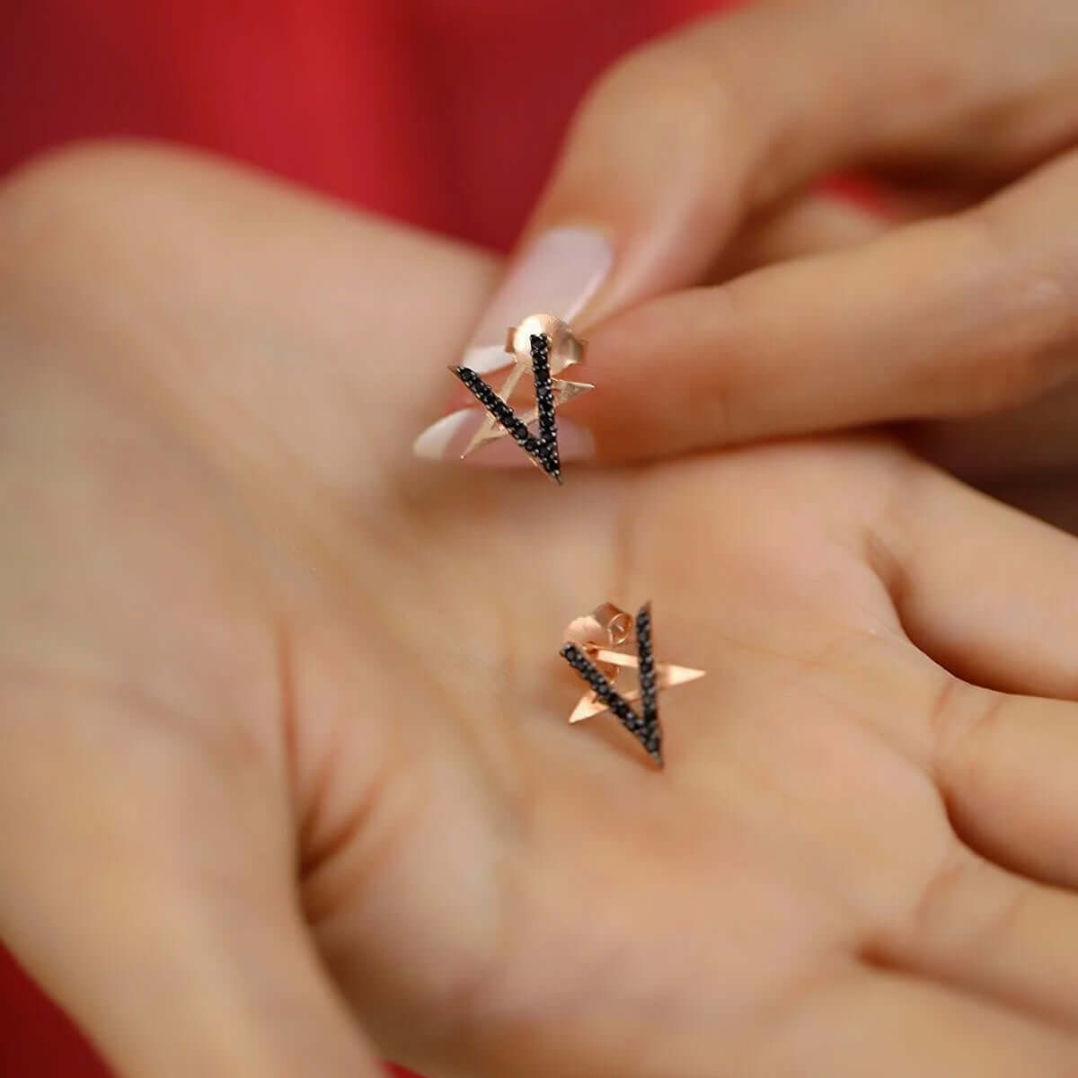 Black Zirconia Rose Gold Plated Earrings Chic and Sophisticated Jewelry Accessory