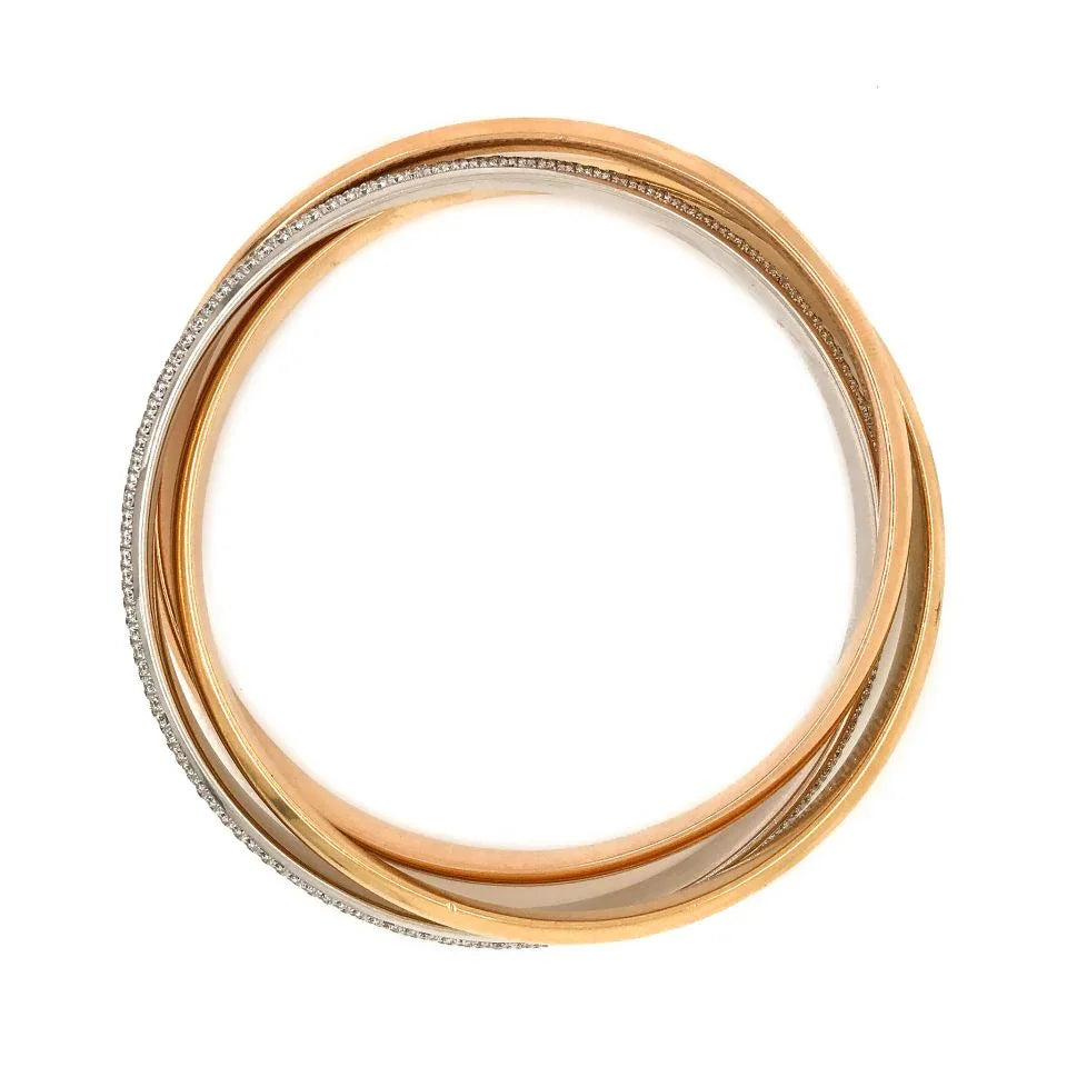 Carthttier 18K Tri Color Trinity De One Diamond Bangle Bracelet