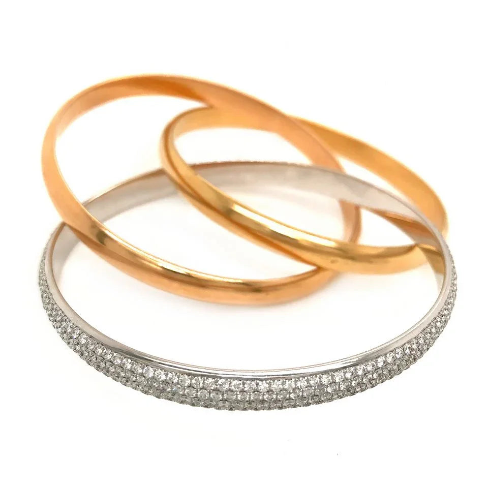 Carthttier 18K Tri Color Trinity De One Diamond Bangle Bracelet