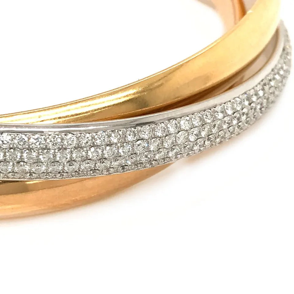 Carthttier 18K Tri Color Trinity De One Diamond Bangle Bracelet