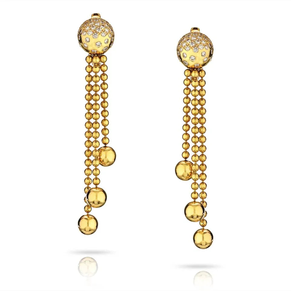 Carthttier 18K Yellow Gold Pluie De Diamants Drop Dangle Earrings