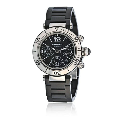Carthttier Pasha Seatimer Stainless Steel 42mm Chronograph Black Men Watch