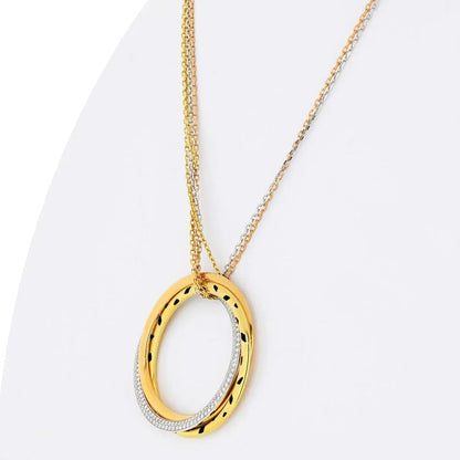Carthttier Trinity 18K Two Tone Diamond Panthere Circle on Triple Chain Pendant