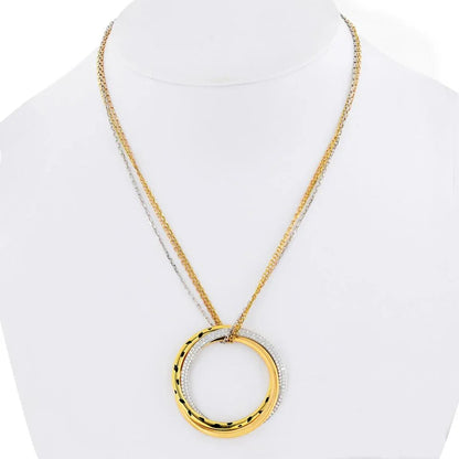 Carthttier Trinity 18K Two Tone Diamond Panthere Circle on Triple Chain Pendant