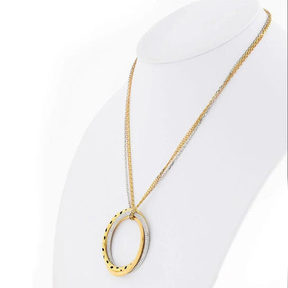Carthttier Trinity 18K Two Tone Diamond Panthere Circle on Triple Chain Pendant