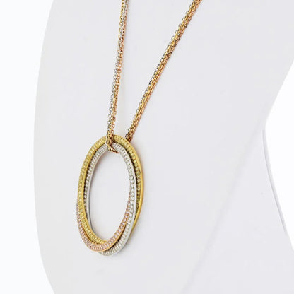 Carthttier Trinity 18K Tri Color Triple Circle Diamond Pendant