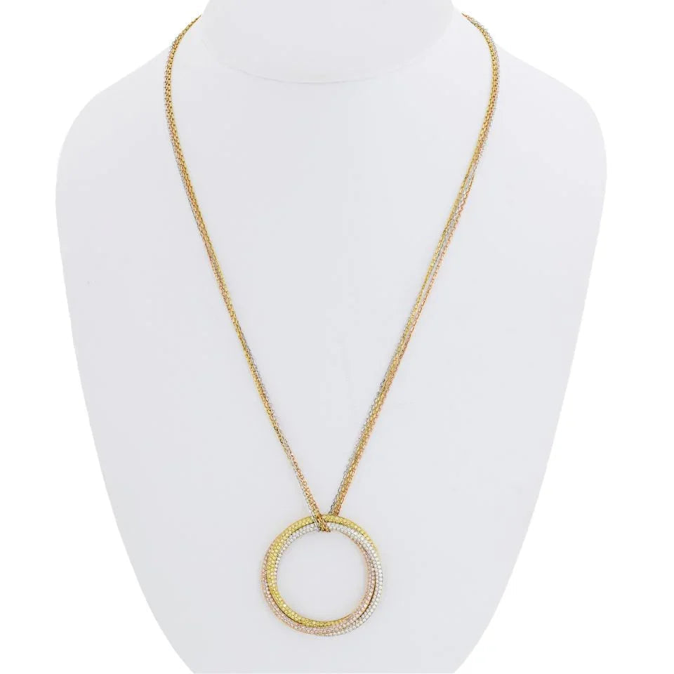 Carthttier Trinity 18K Tri Color Triple Circle Diamond Pendant