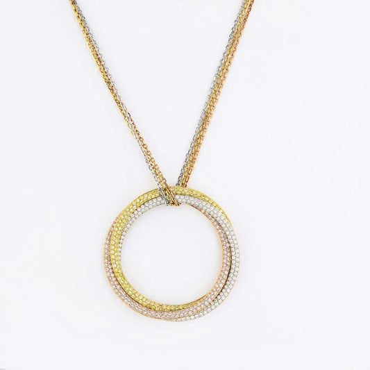 Carthttier Trinity 18K Tri Color Triple Circle Diamond Pendant