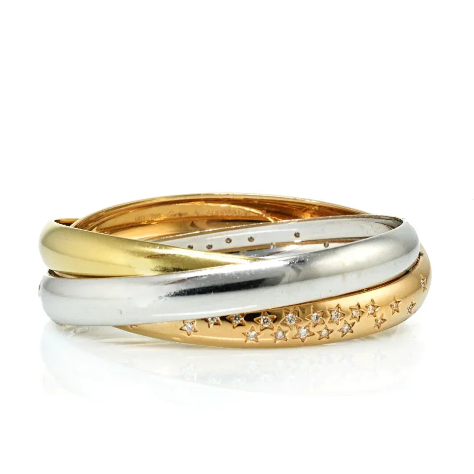 Carthttier Trinity 18K Two Tone Celestial Tri Color Diamond Bangle Bracelet