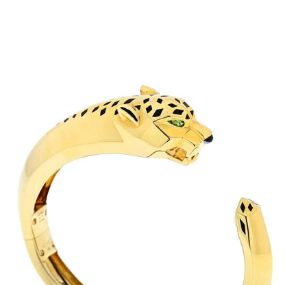 Carthttier Panthere 18K Yellow Gold Hinged Cuff Bracelet