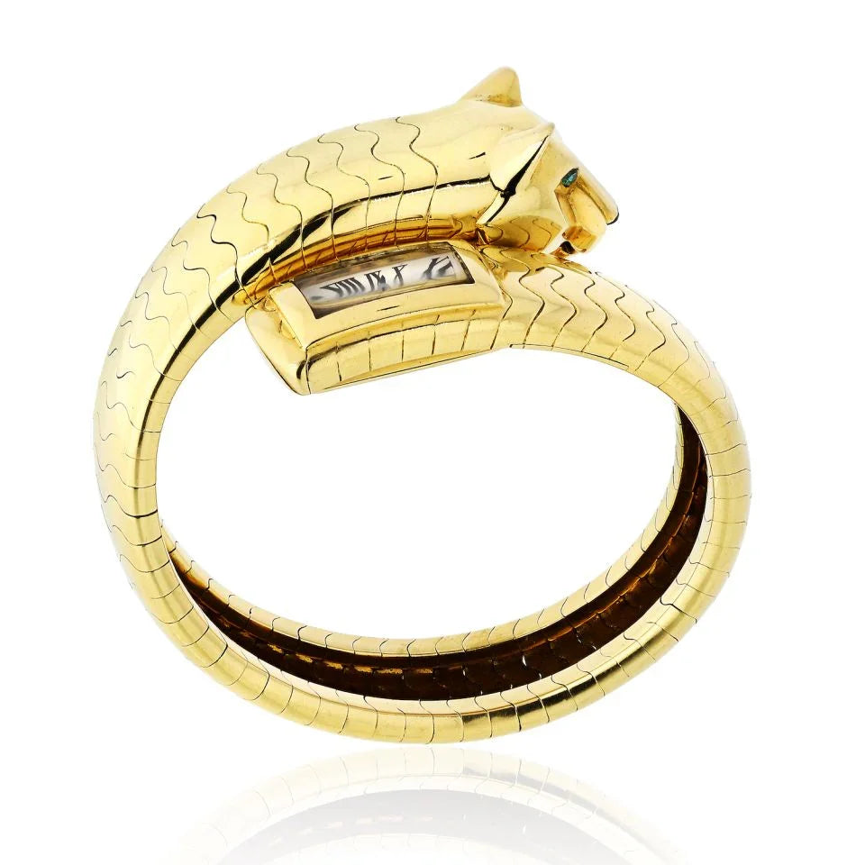 Carthttier Panthere 18K Yellow Gold Wrap-Around Vintage Lakarda Women Watch