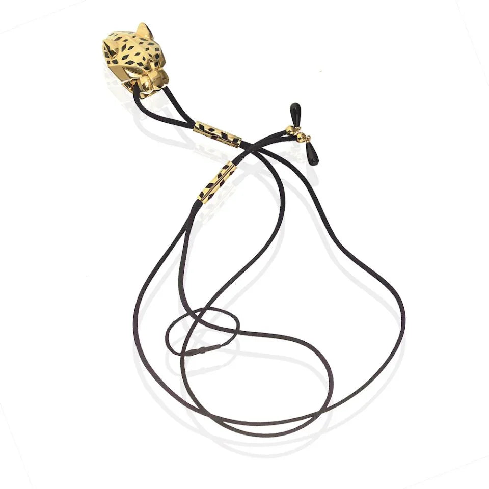 Carthttier Panthere 18K Yellow Gold Lacquer Head Pendant