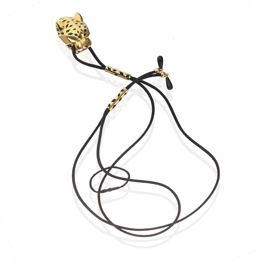 Carthttier Panthere 18K Yellow Gold Lacquer Head Pendant