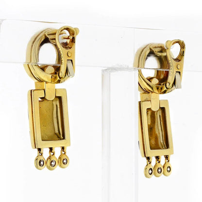 Carthttier Panthere 18K Yellow Gold de Carthttier Enamel and Diamond Earrings