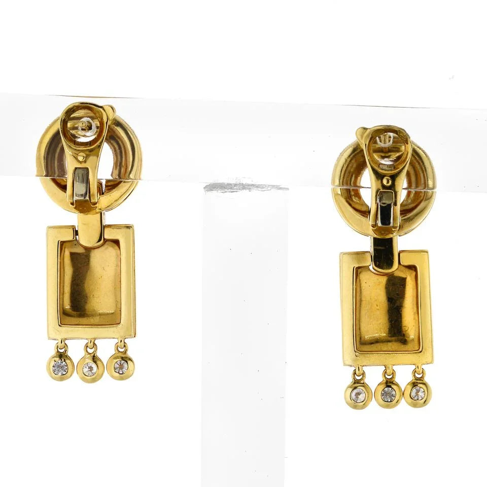 Carthttier Panthere 18K Yellow Gold de Carthttier Enamel and Diamond Earrings