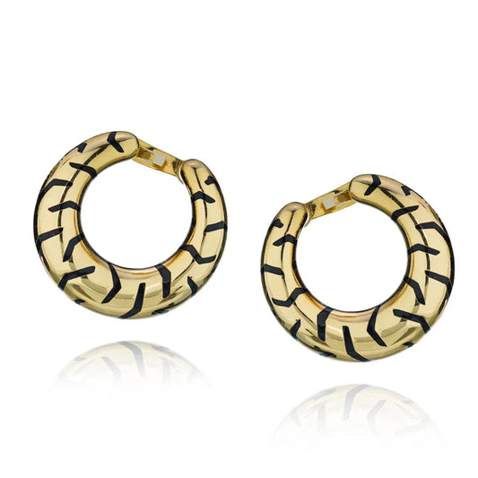 Carthttier 18K Yellow Gold Panthere Tiger Stripe Creole-style Hoop Earrings
