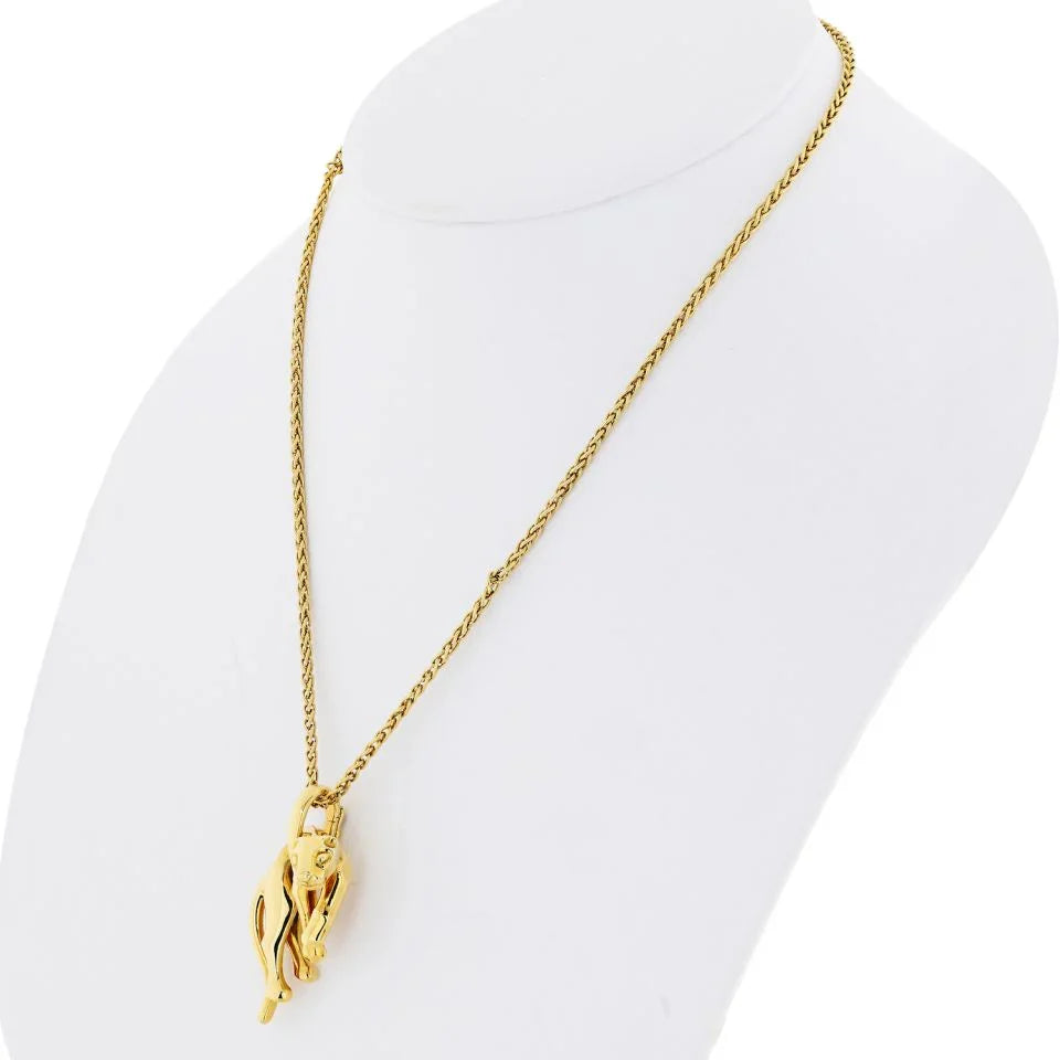Carthttier 18K Yellow Gold Vintage Panthere On A Signature Chain Pendant