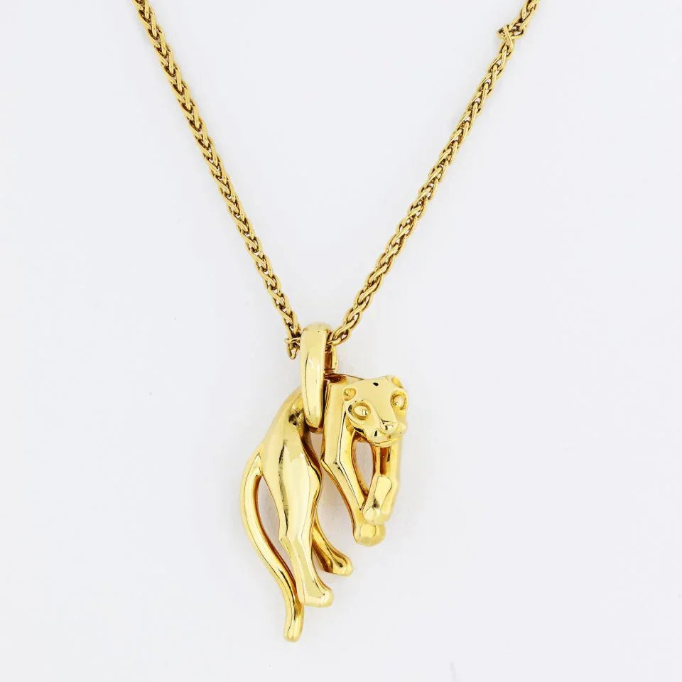 Carthttier 18K Yellow Gold Vintage Panthere On A Signature Chain Pendant