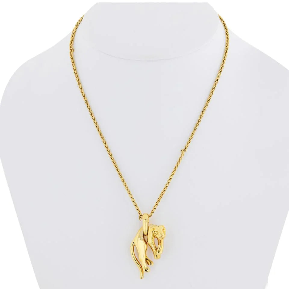 Carthttier 18K Yellow Gold Vintage Panthere On A Signature Chain Pendant