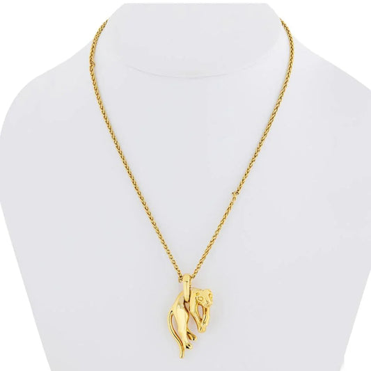 Carthttier 18K Yellow Gold Vintage Panthere On A Signature Chain Pendant