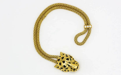 Carthttier Panthere 18K Yellow Gold Large Head Bracelet