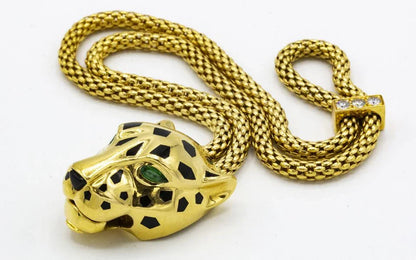 Carthttier Panthere 18K Yellow Gold Large Head Bracelet