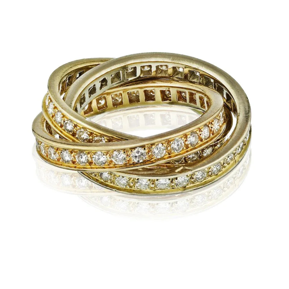 Carthttier Trinity 18K Tri Color Diamond Ring