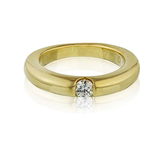 Carthttier Circa 1990 18K Yellow Gold 0.25 Carat Round Cut Engagement Ring