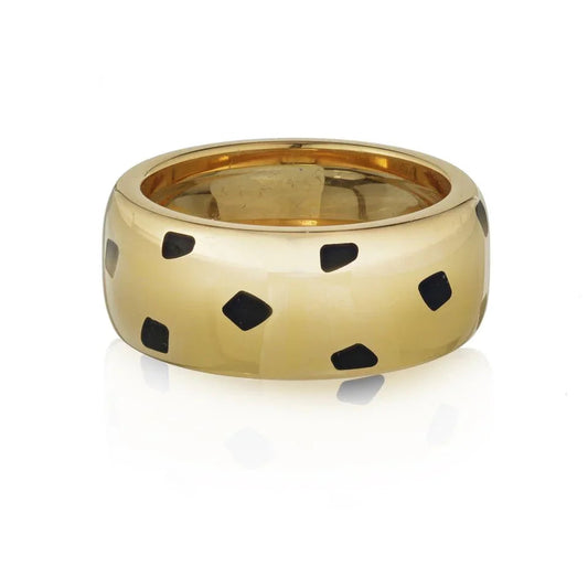 Carthttier Panthere 18K Yellow Gold Spotted Lacquer Wedding Ring
