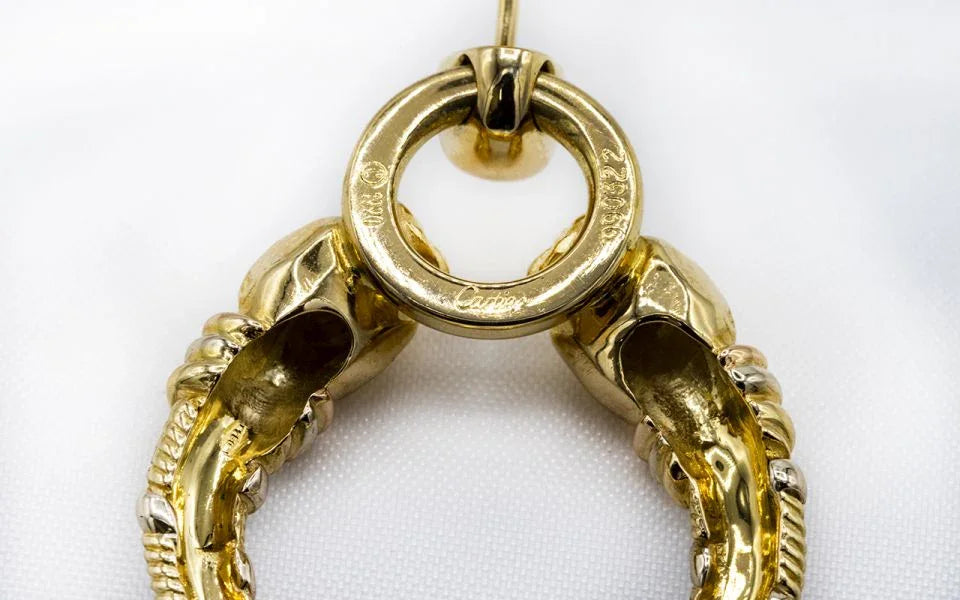 Carthttier Panthere 18K Yellow Gold Vintage Hoop Earrings