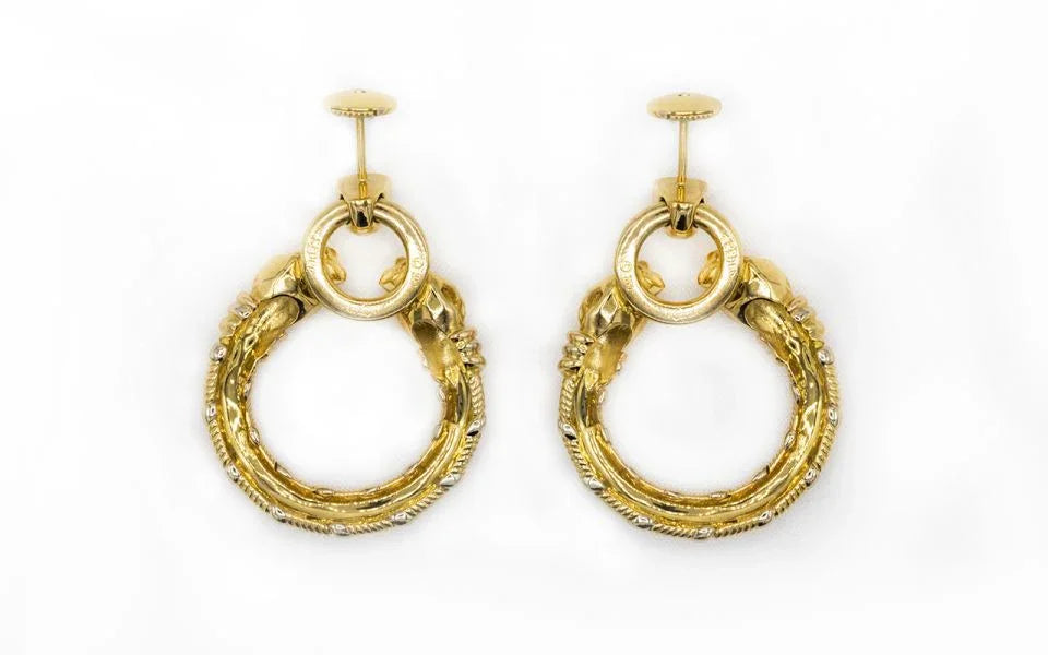 Carthttier Panthere 18K Yellow Gold Vintage Hoop Earrings