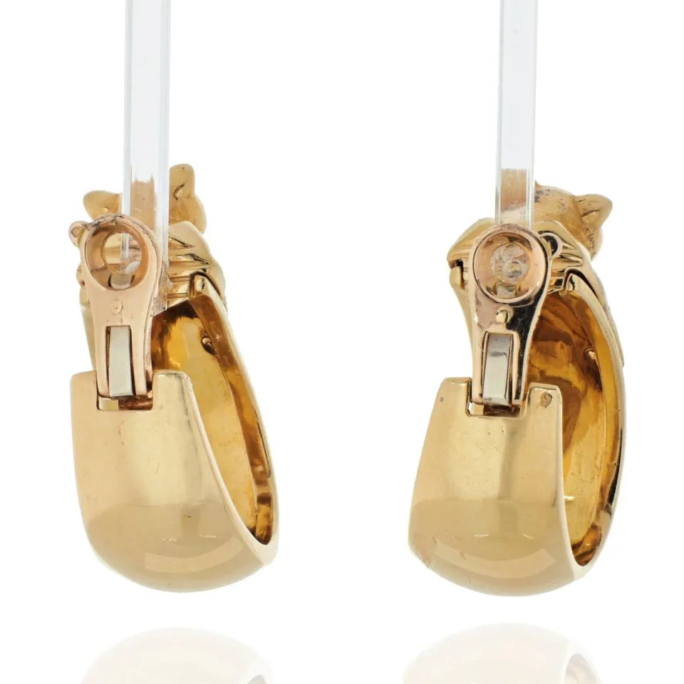 Carthttier Panthere Heads Large Vintage Clip-On Hoop Earrings