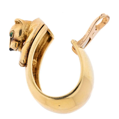 Carthttier Panthere Heads Large Vintage Clip-On Hoop Earrings