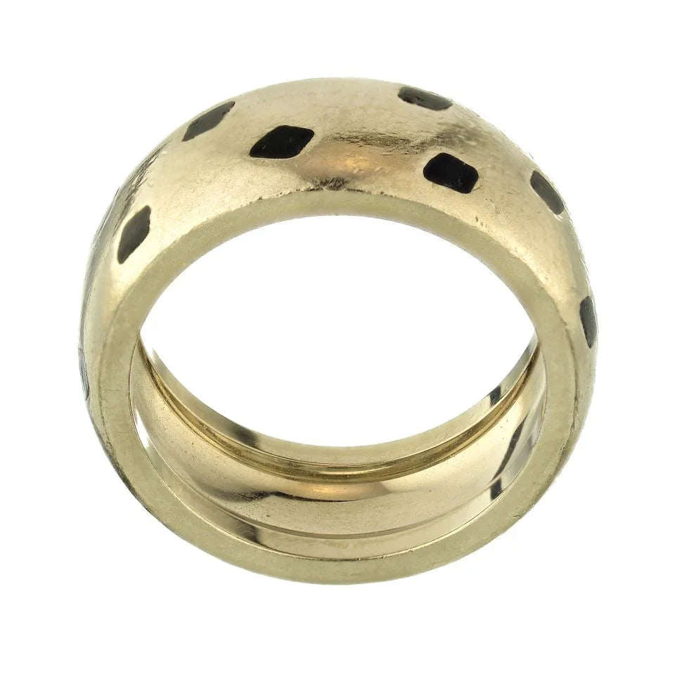 Carthttier Panthere 18K White Gold Spotted Lacquer Ring