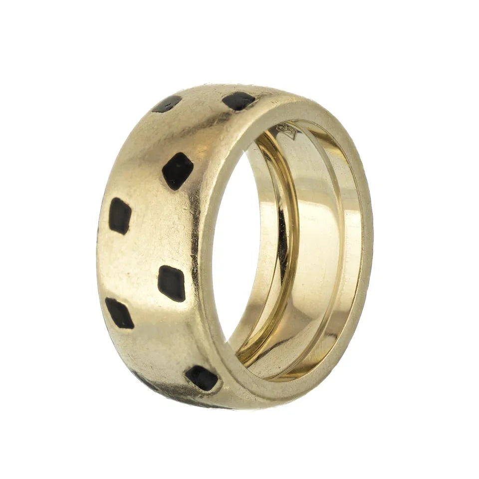 Carthttier Panthere 18K White Gold Spotted Lacquer Ring
