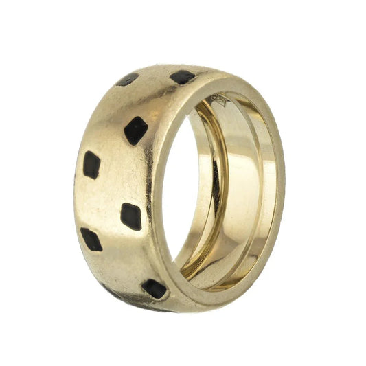 Carthttier Panthere 18K White Gold Spotted Lacquer Ring