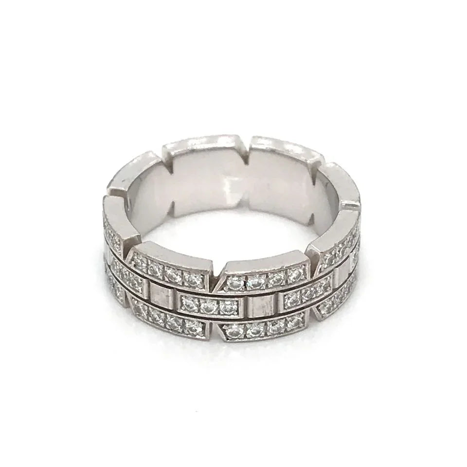 Carthttier Tank Francaise 18K White Gold Diamond Wedding Band