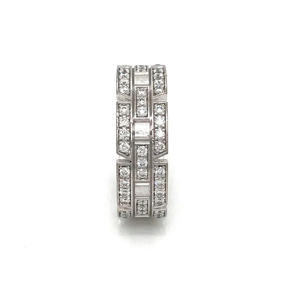 Carthttier Tank Francaise 18K White Gold Diamond Wedding Band