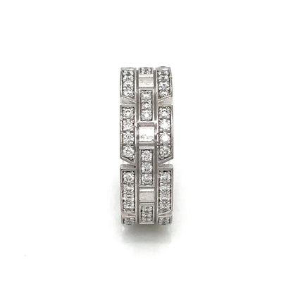 Carthttier Tank Francaise 18K White Gold Diamond Wedding Band