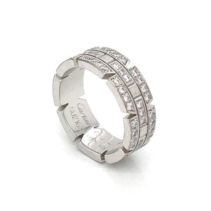 Carthttier Tank Francaise 18K White Gold Diamond Wedding Band